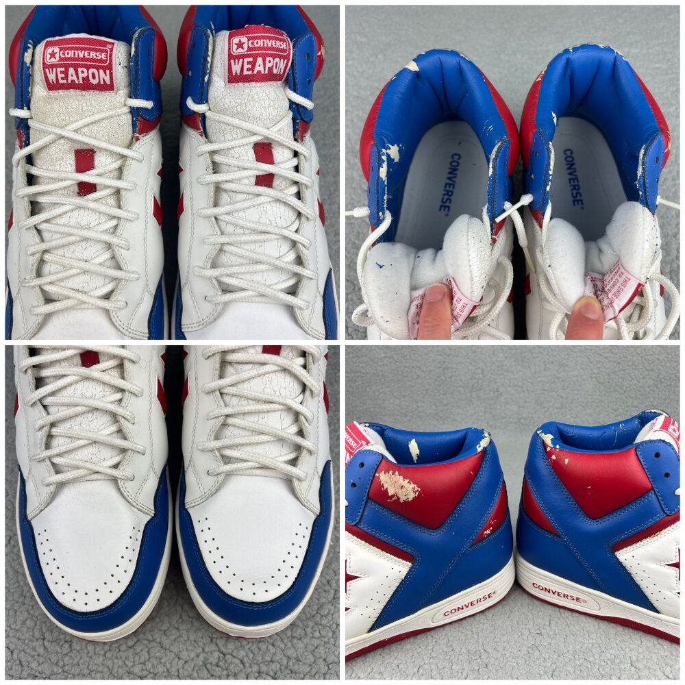 Converse Weapon High Mens 13 Shoes White Blue Red USA Olympic Vintage Sneakers 4 - Picture 11 of 12